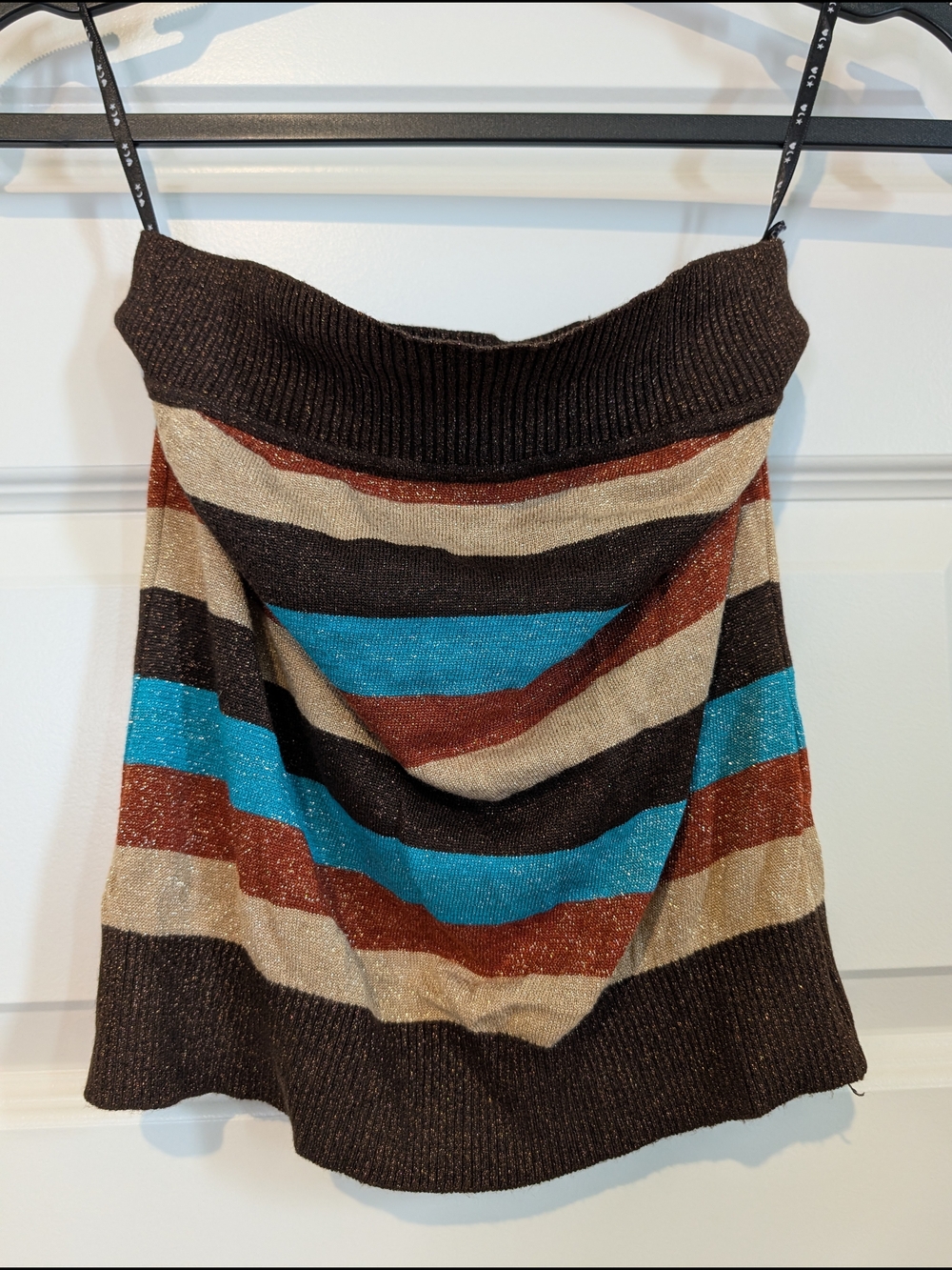 Heart Moon Star Glittery Striped Sweater Tube Top